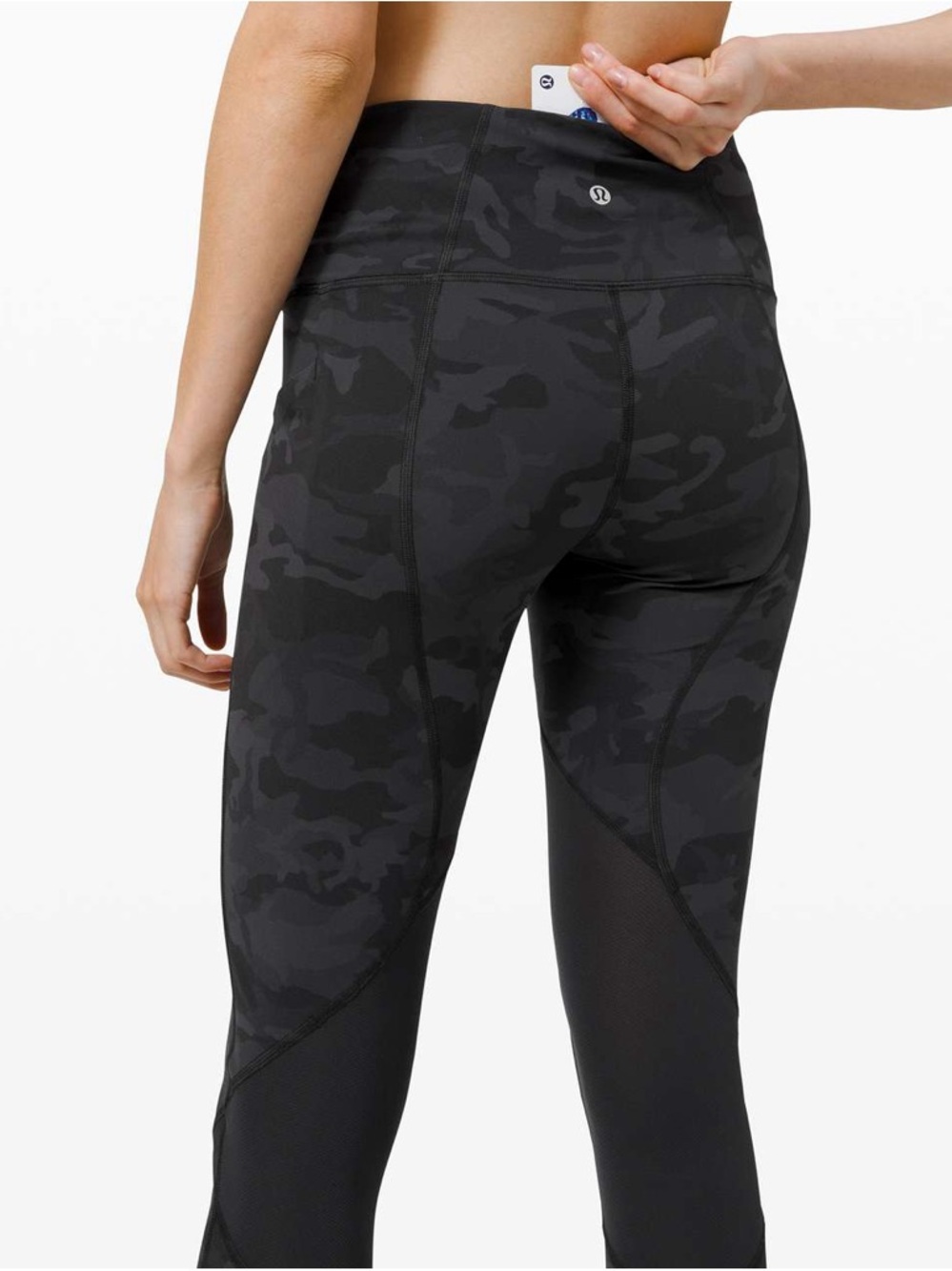 Lululemon Pace Rival High-Rise Crop 22” Heritage 365 Camo Deep Coal Black Size 8